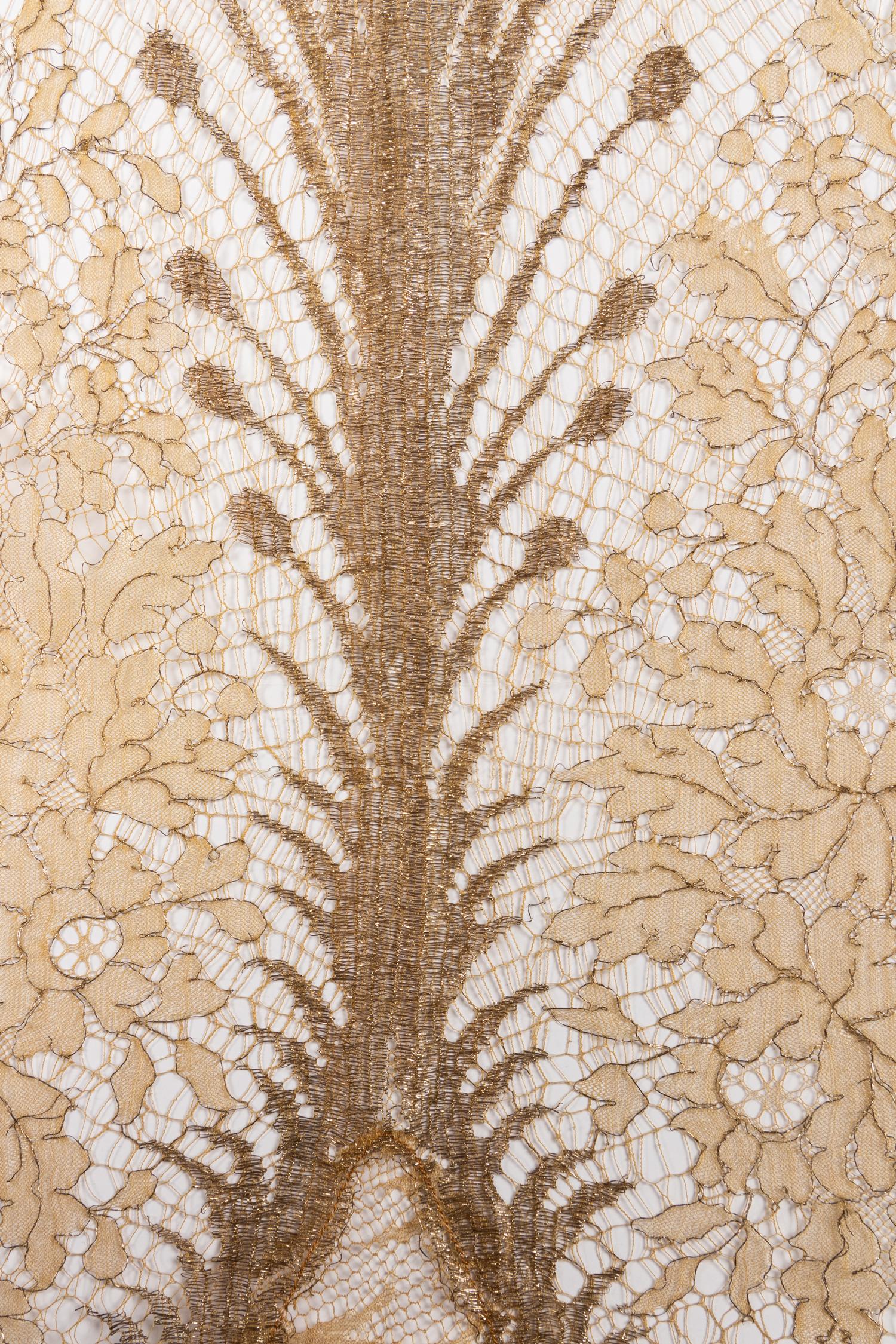 Velvet and Net Lace Evening Dress, 1940s
