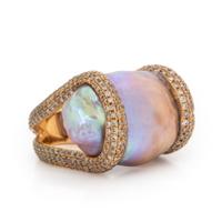 Yvel, Baroque Cultured Pearl, Colored Diamond, and Rose Gold Ring
