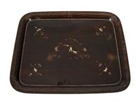 A Chinoiserie Tole Tray with Wooden Stand — 20TH CENTURY