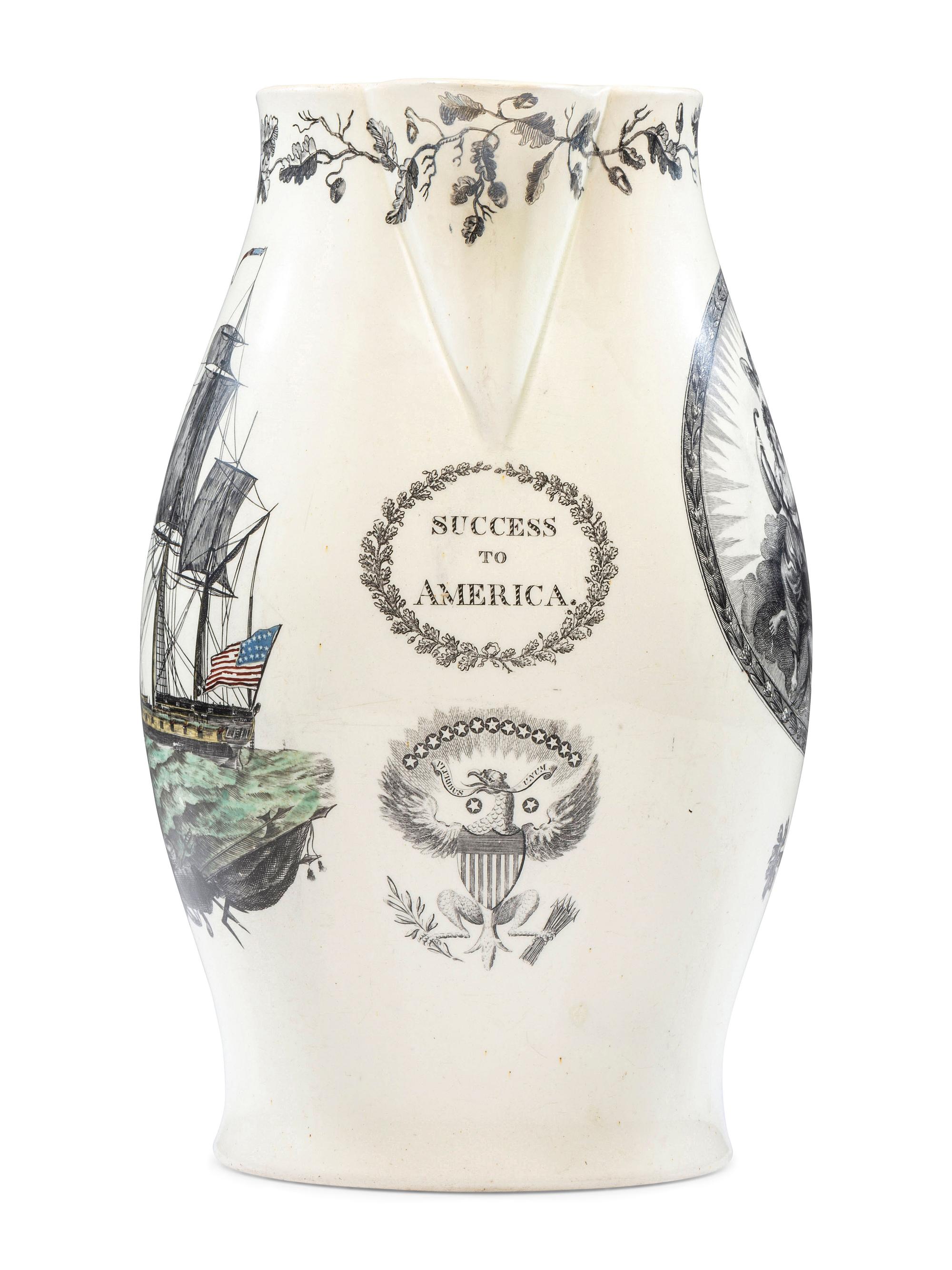 A Liverpool Creamware 'John Adams' Pitcher