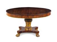 A Regency Style Painted and Parcel Gilt Mahogany Extension Dining Table