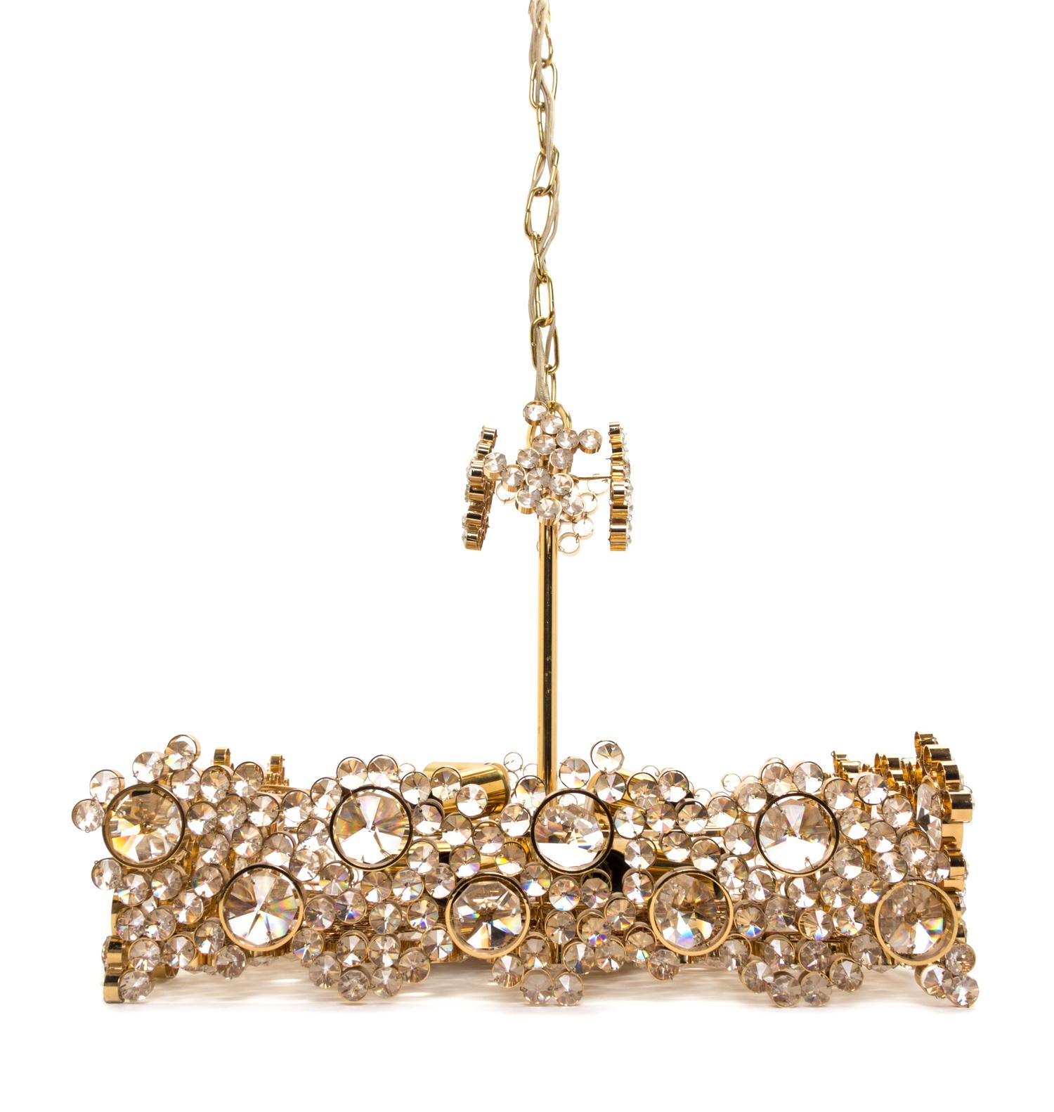 An Austrian Brass and Glass Chandelier Height 14 x width 16 3/4 inches. — J. & L. LOBMEYR, CIRCA 1970