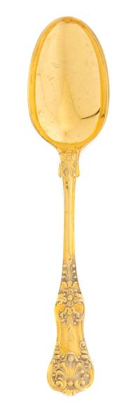 An American Gilt-Silver Table Spoon, Tiffany & Co., New York, NY, the underside with engraving commemorating a 50th anniversary.