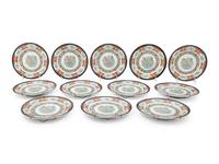 Twelve Chinese Export Famille Rose Plates