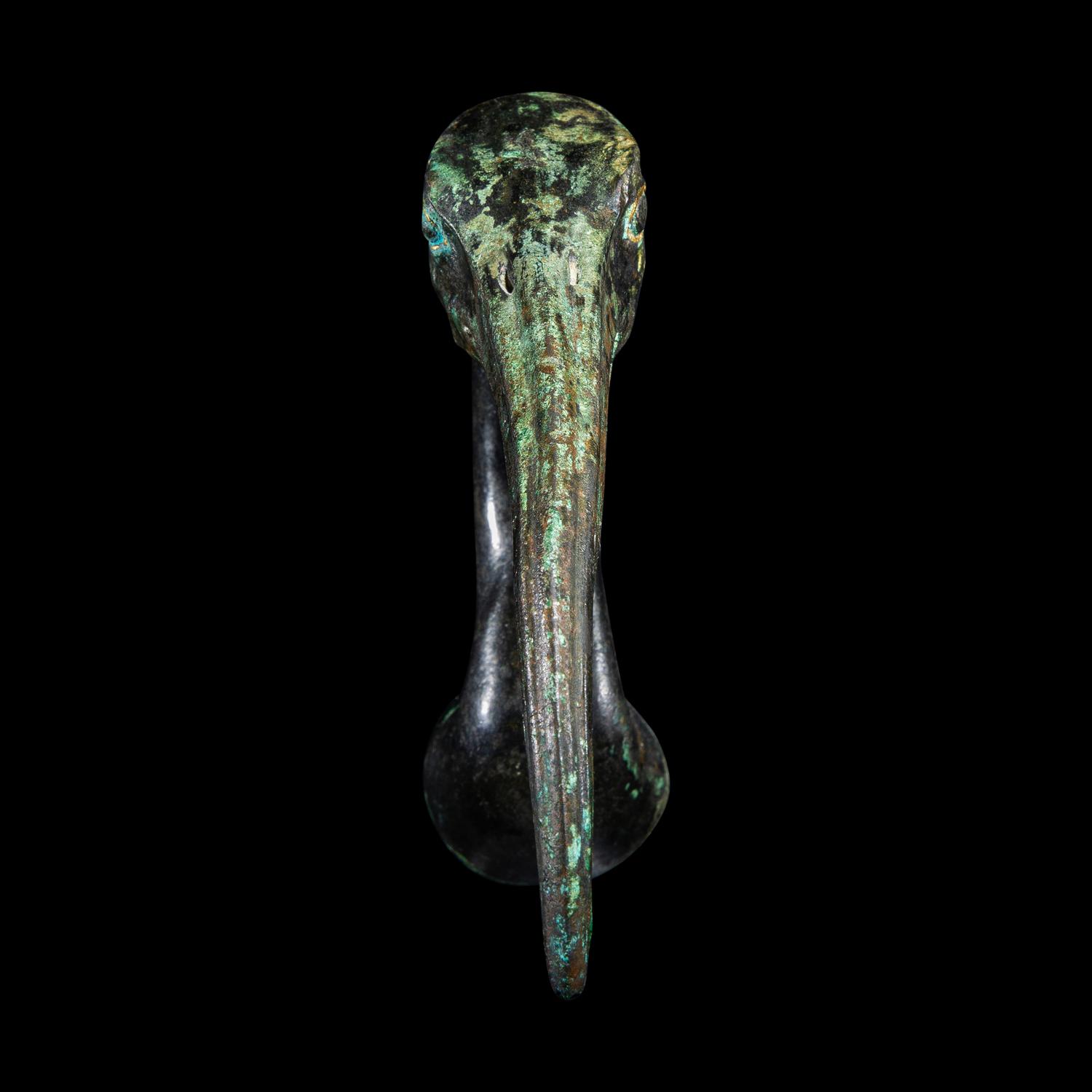 An Egyptian Bronze Ibis Head