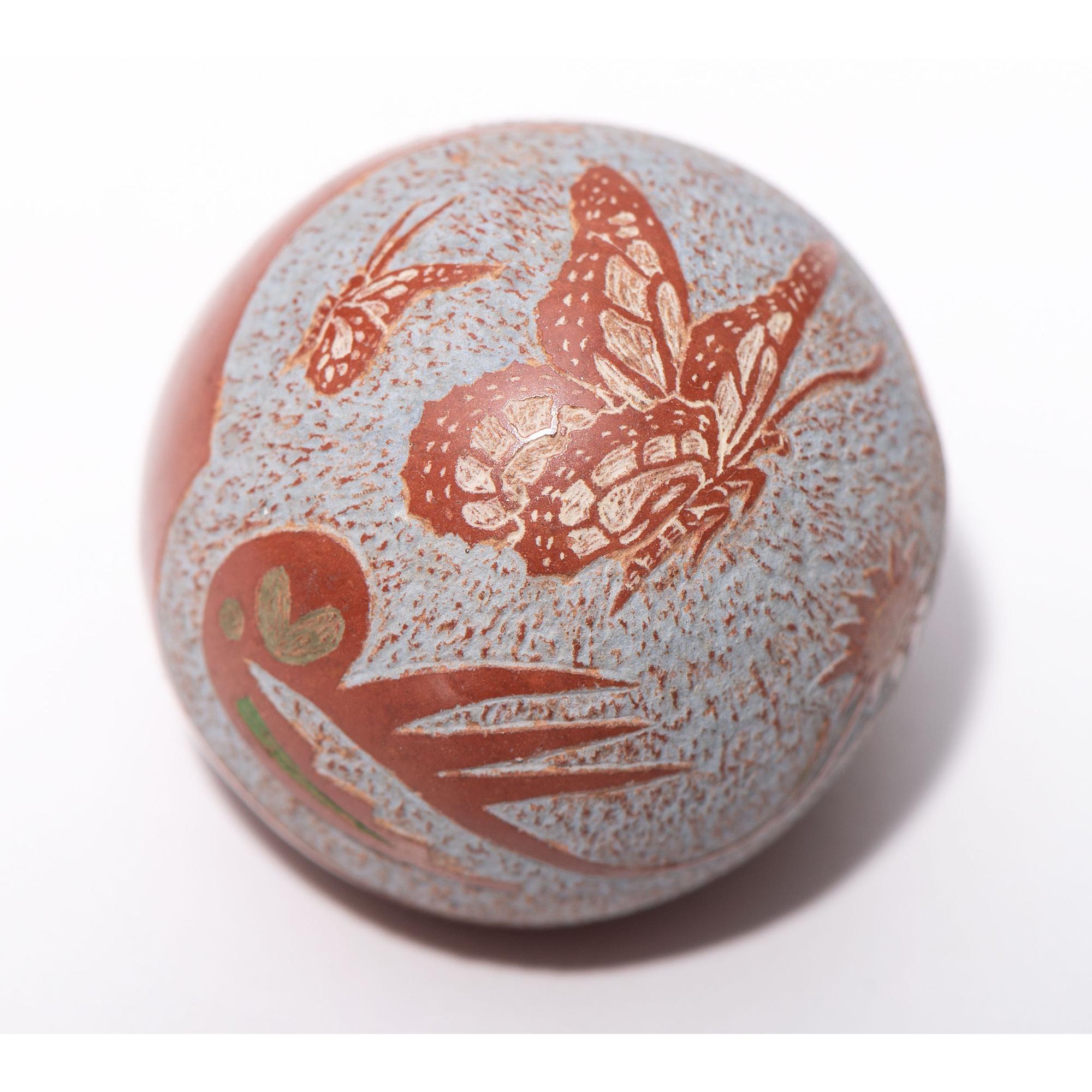 Sgraffito Seed Jar, with Butterfly