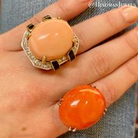 CORAL AND DIAMOND RING