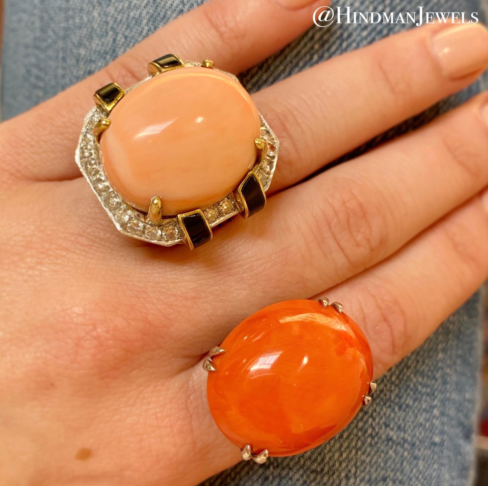 CORAL AND DIAMOND RING