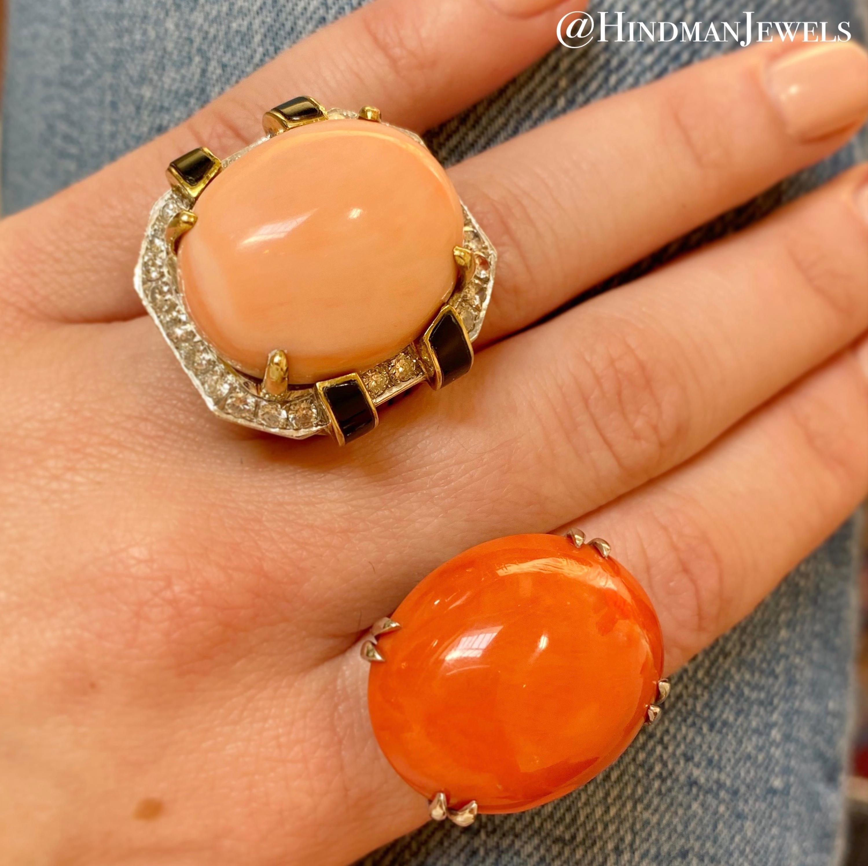 CORAL AND DIAMOND RING