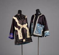Two Black Ground Embroidered Silk Lady's Coats