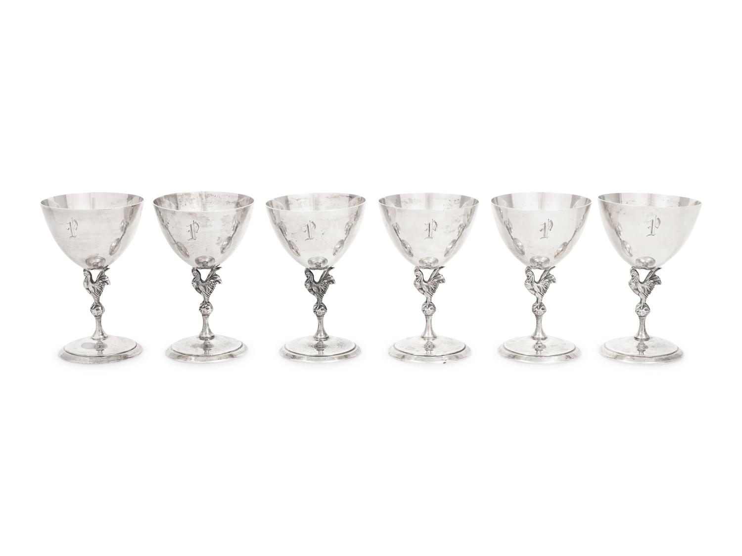 A Set of Six American Silver Goblets