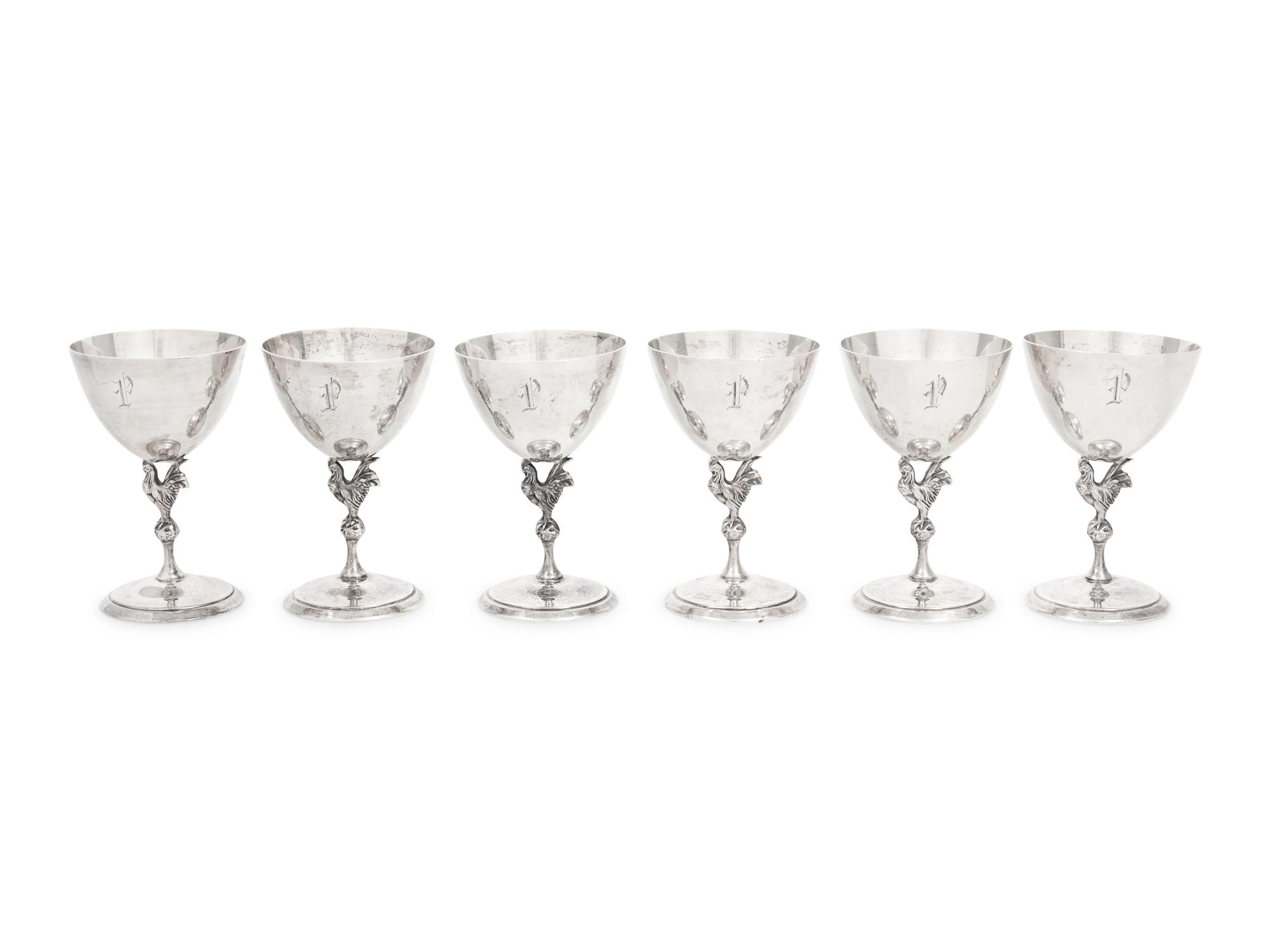 A Set of Six American Silver Goblets