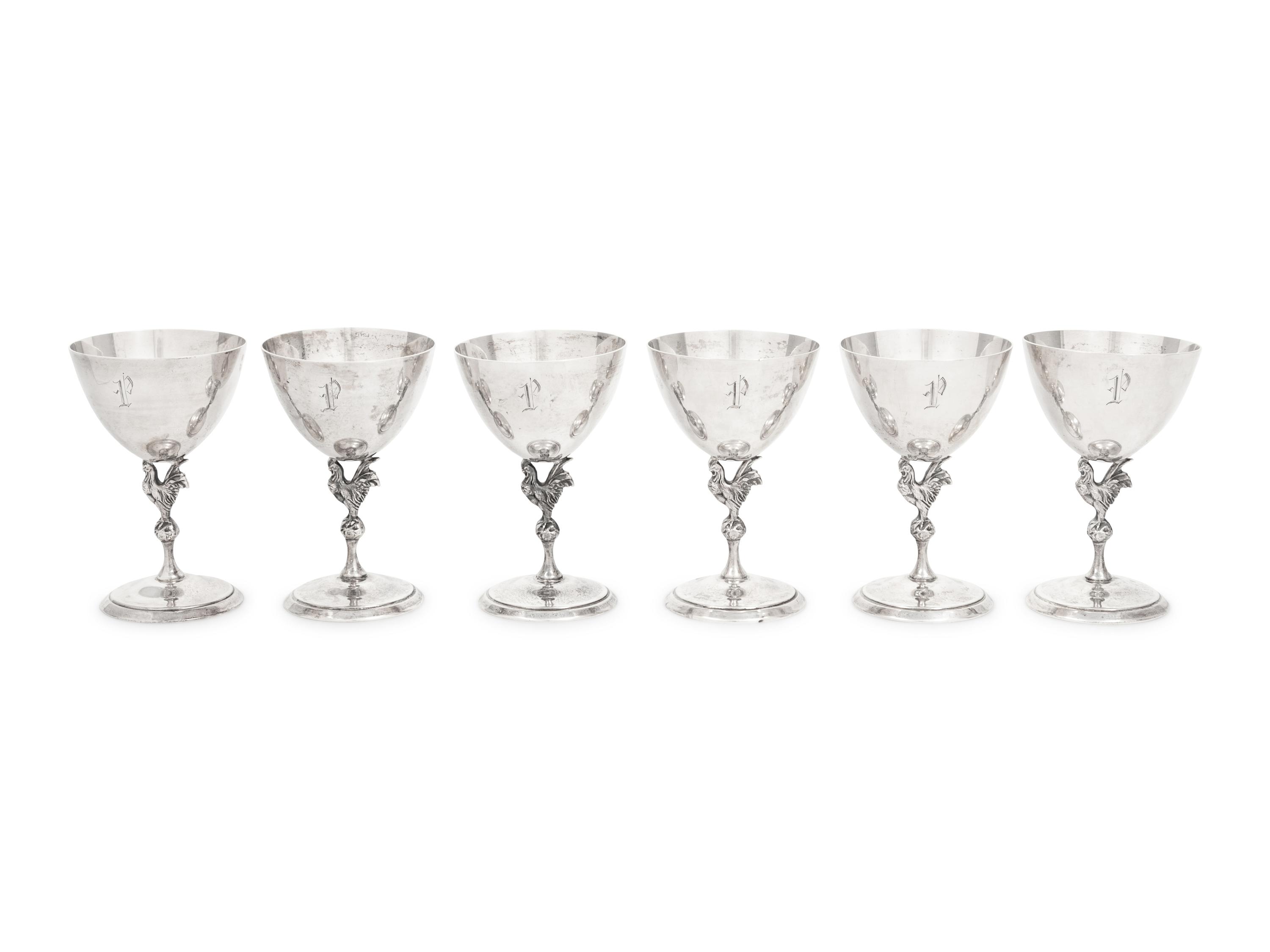 A Set of Six American Silver Goblets