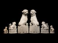 Three Pairs of Chinese Dehua Blanc-de-Chine Porcelain Fu Lions