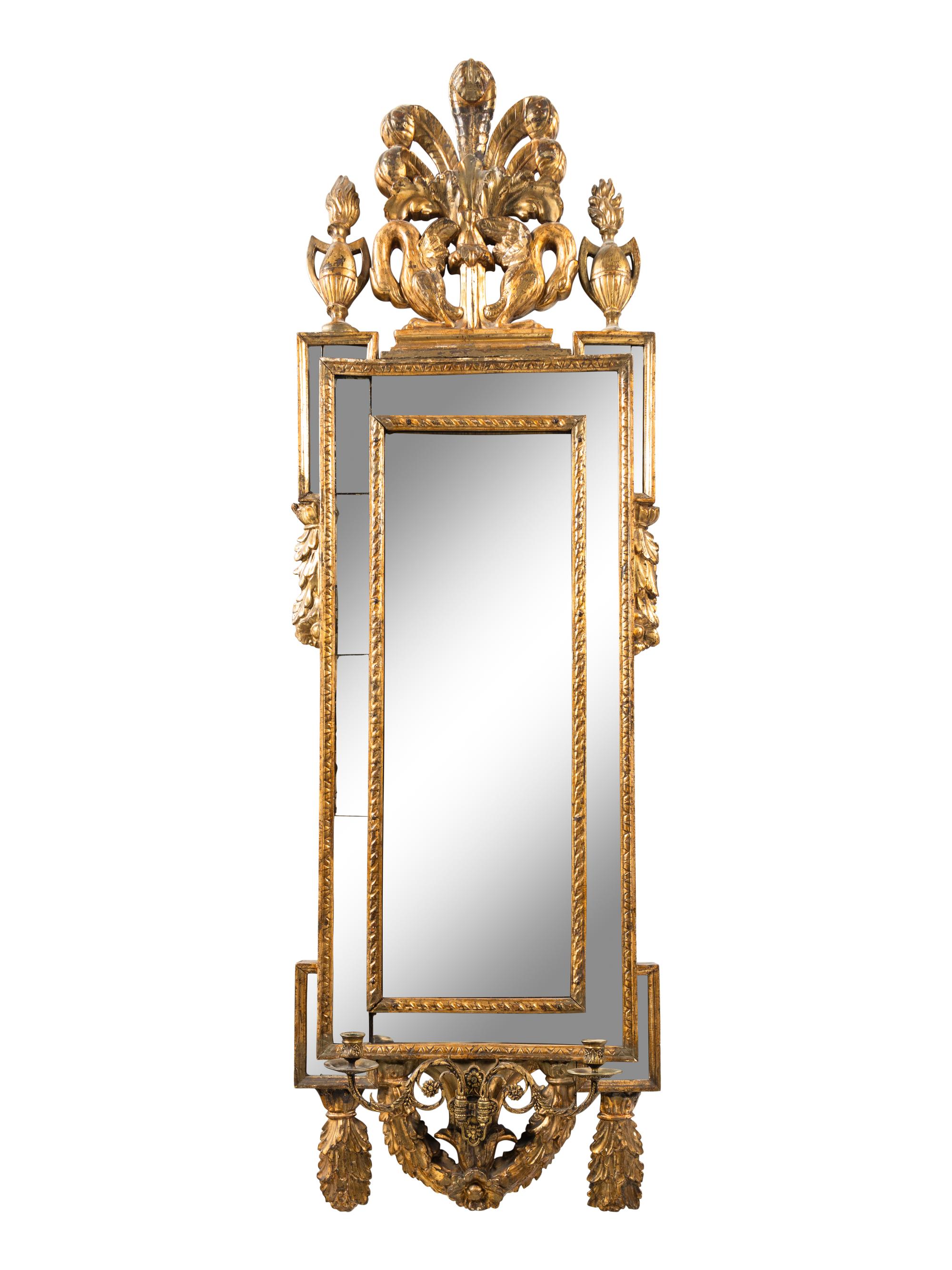 An Italian Giltwood Two-Light Girandole Mirror