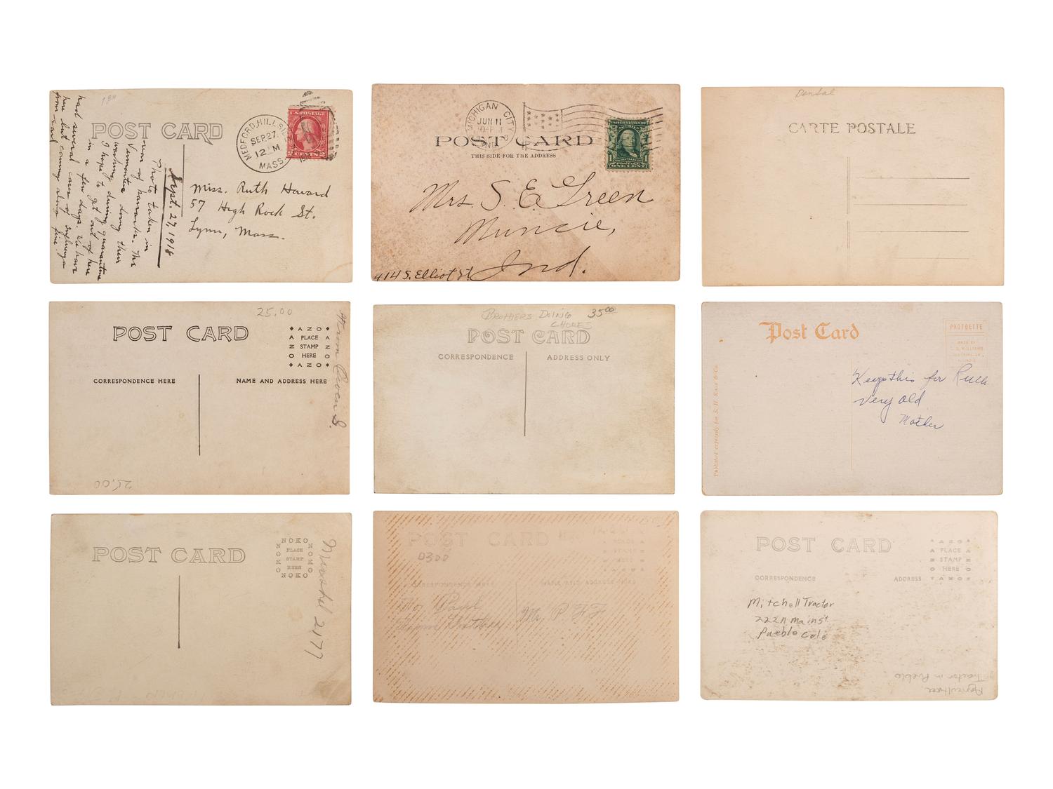 [EARLY PHOTOGRAPHY]. A group of 34 occupational real photo postcards, incl. artists, lecturers, lumberjacks, farmers, female telephone operators, factory workers, and other laborers.