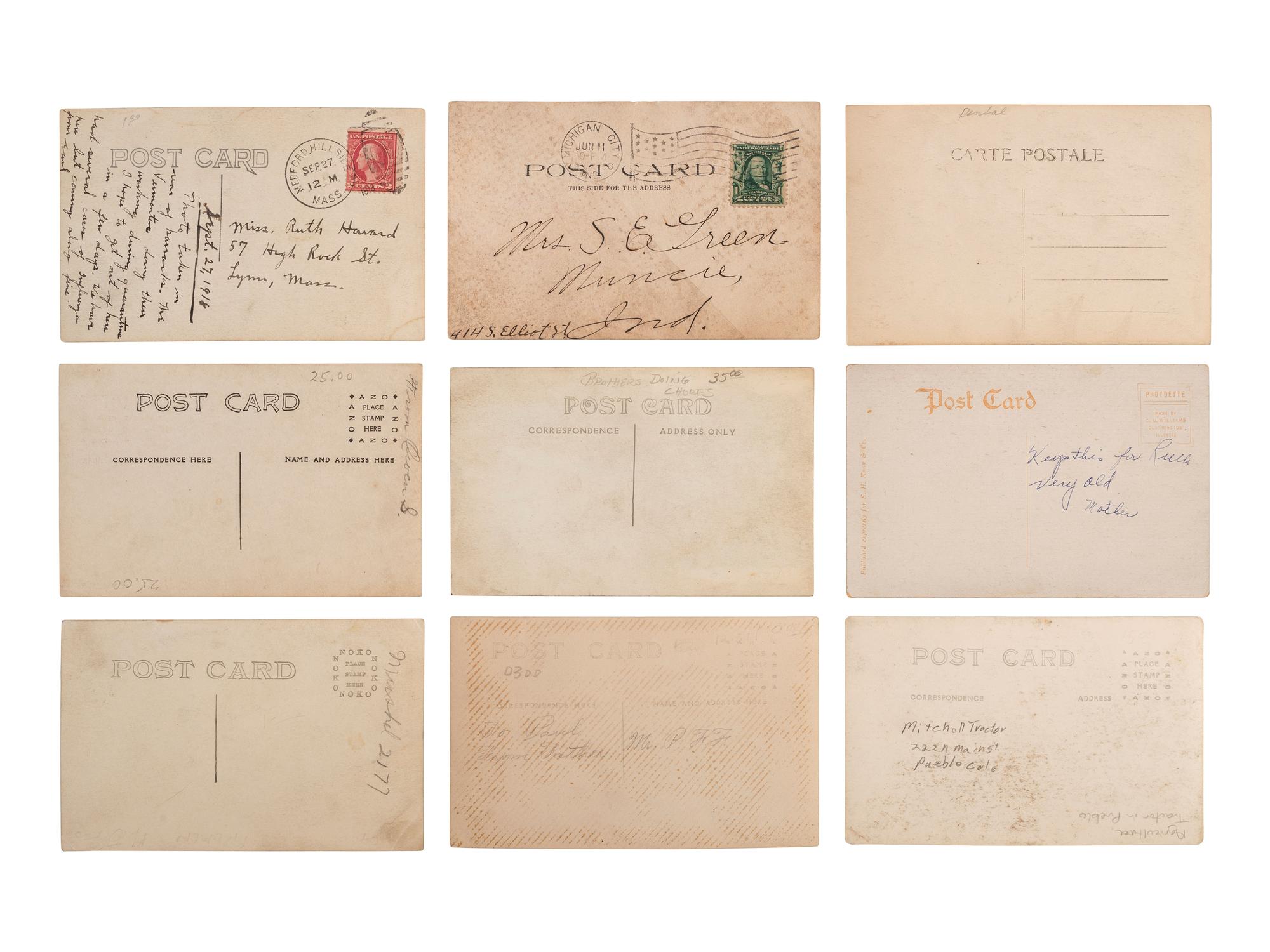 [EARLY PHOTOGRAPHY]. A group of 34 occupational real photo postcards, incl. artists, lecturers, lumberjacks, farmers, female telephone operators, factory workers, and other laborers.