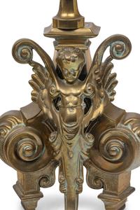 A Pair of Baroque Style Brass Andirons