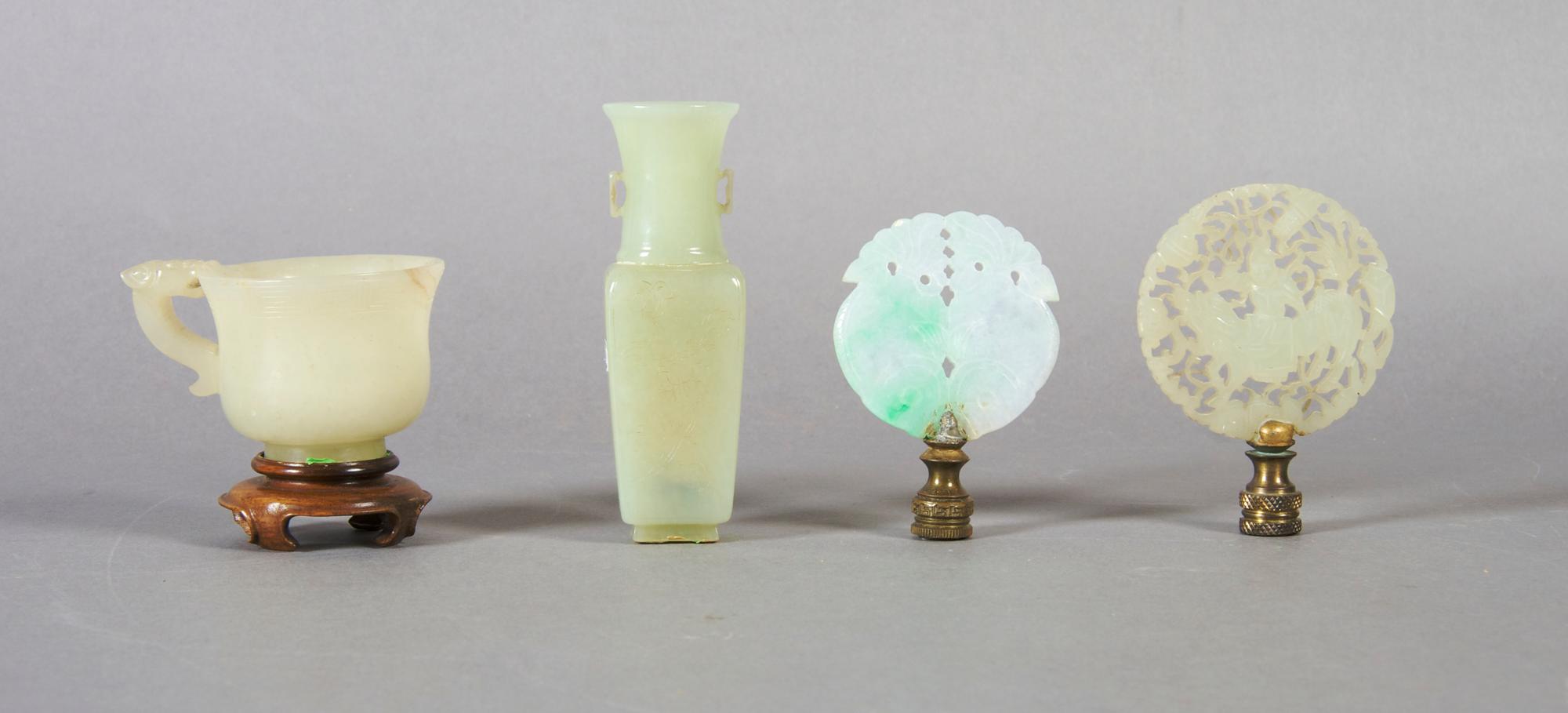 A Group of Four Chinese Jade Carvings, Height of tallest 4 inches.