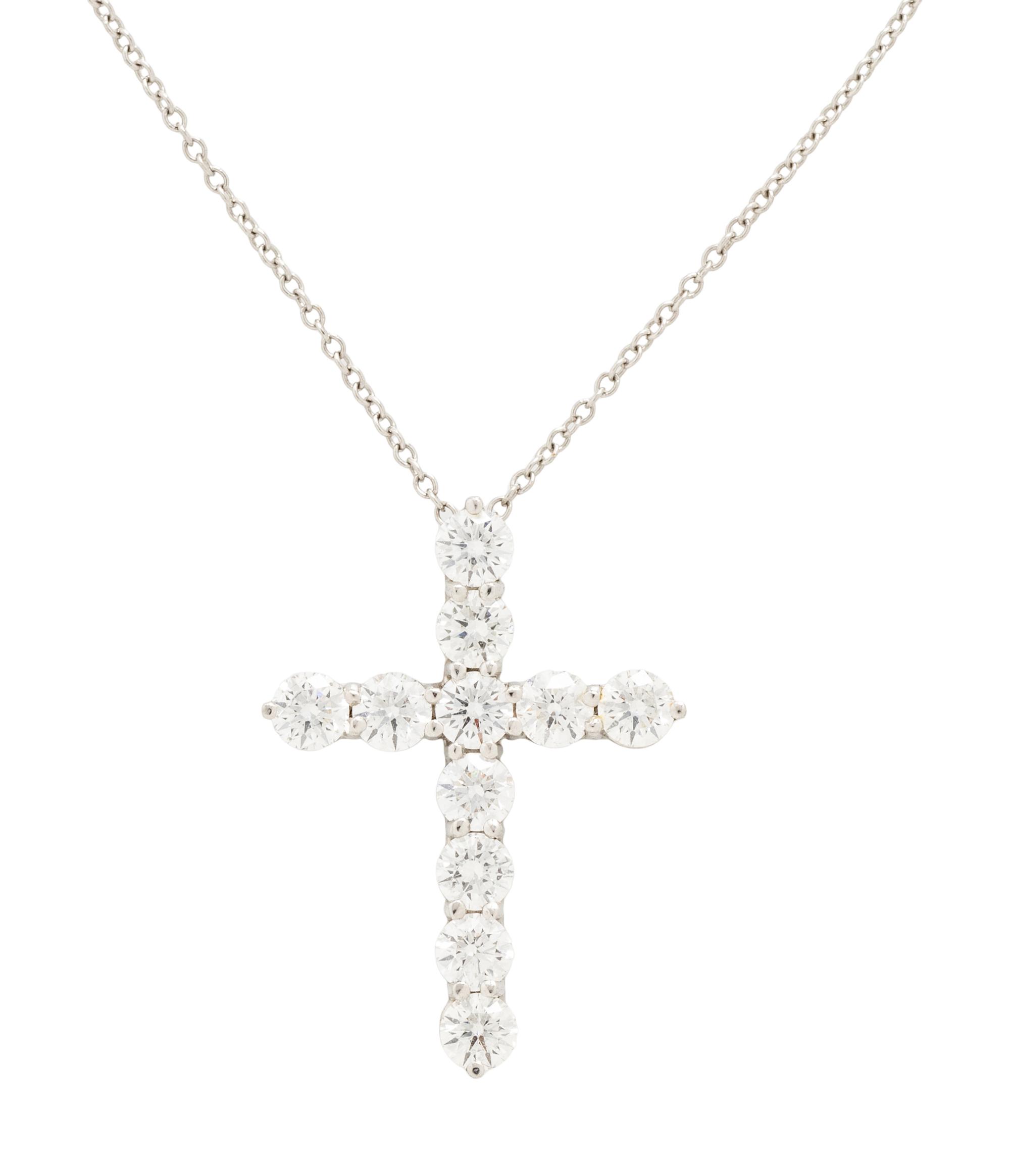 TIFFANY & CO., DIAMOND CROSS PENDANT NECKLACE