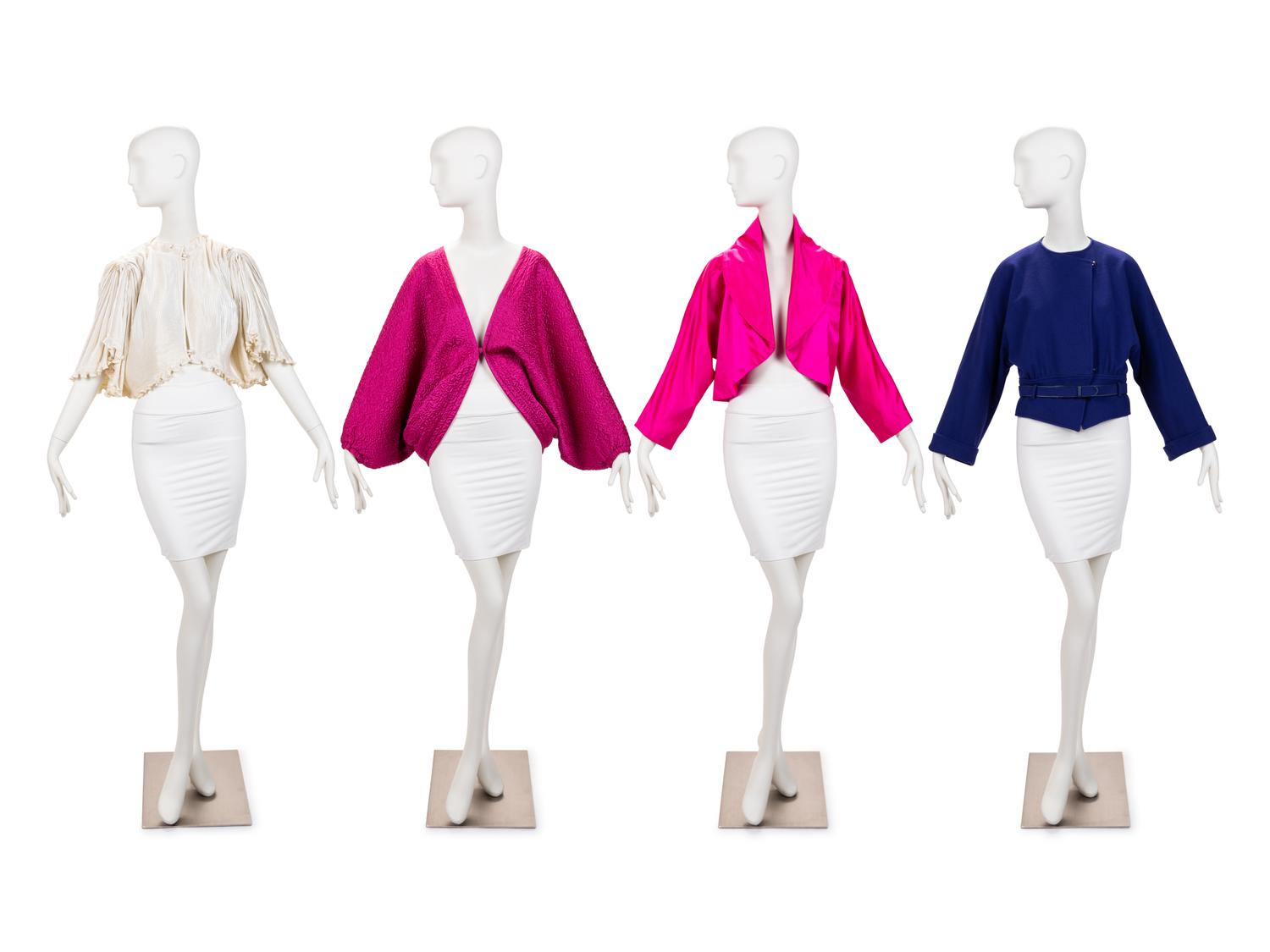 Four Designer Jackets and Bolero: One Vicky Tiel, One Zandra Rhodes, One Yves Saint Laurent Rive Gauche, One Ungaro, 1980-90s
