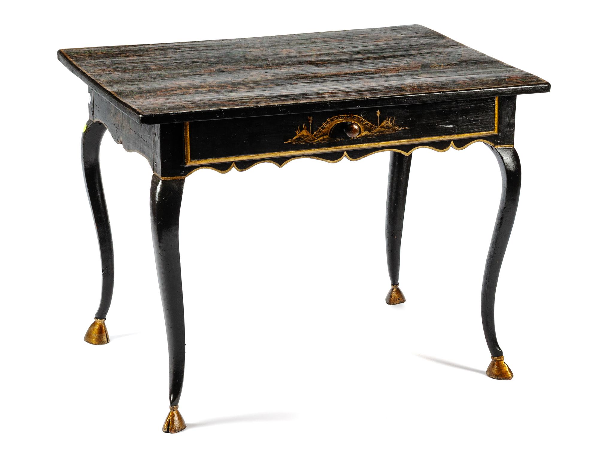 A Continental Ebonized Side Table