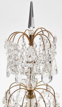 A Pair of French Gilt Bronze and Cut Glass Eight-Light Candelabra