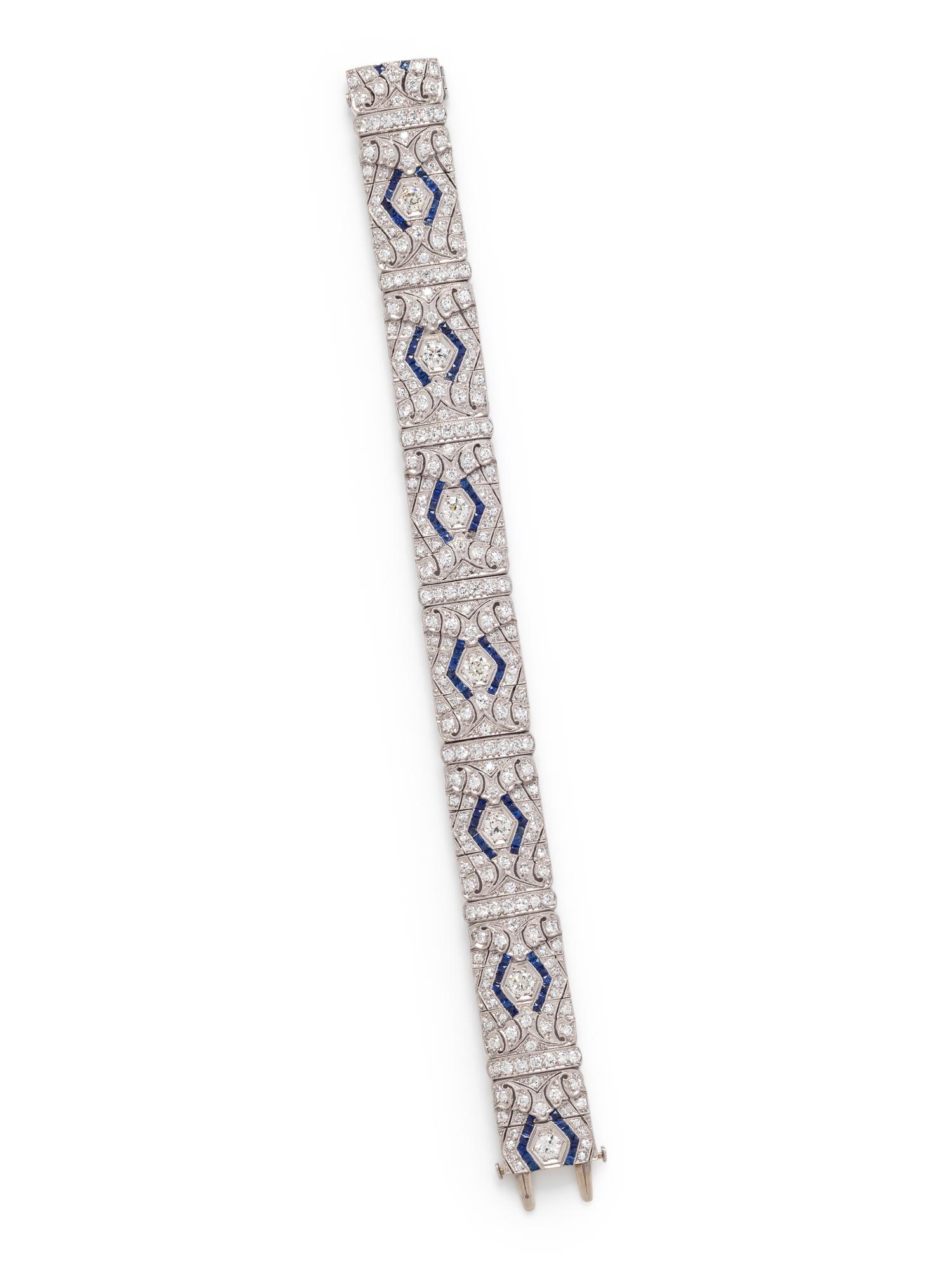 ART DECO, DIAMOND AND SYNTHETIC SAPPHIRE BRACELET