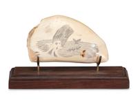 Three Scrimshaw Whale's Teeth