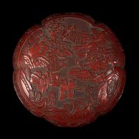 A Chinese Cinnabar Lacquer 'Eight Immortals' Covered Box 剔紅八仙圖漆盒