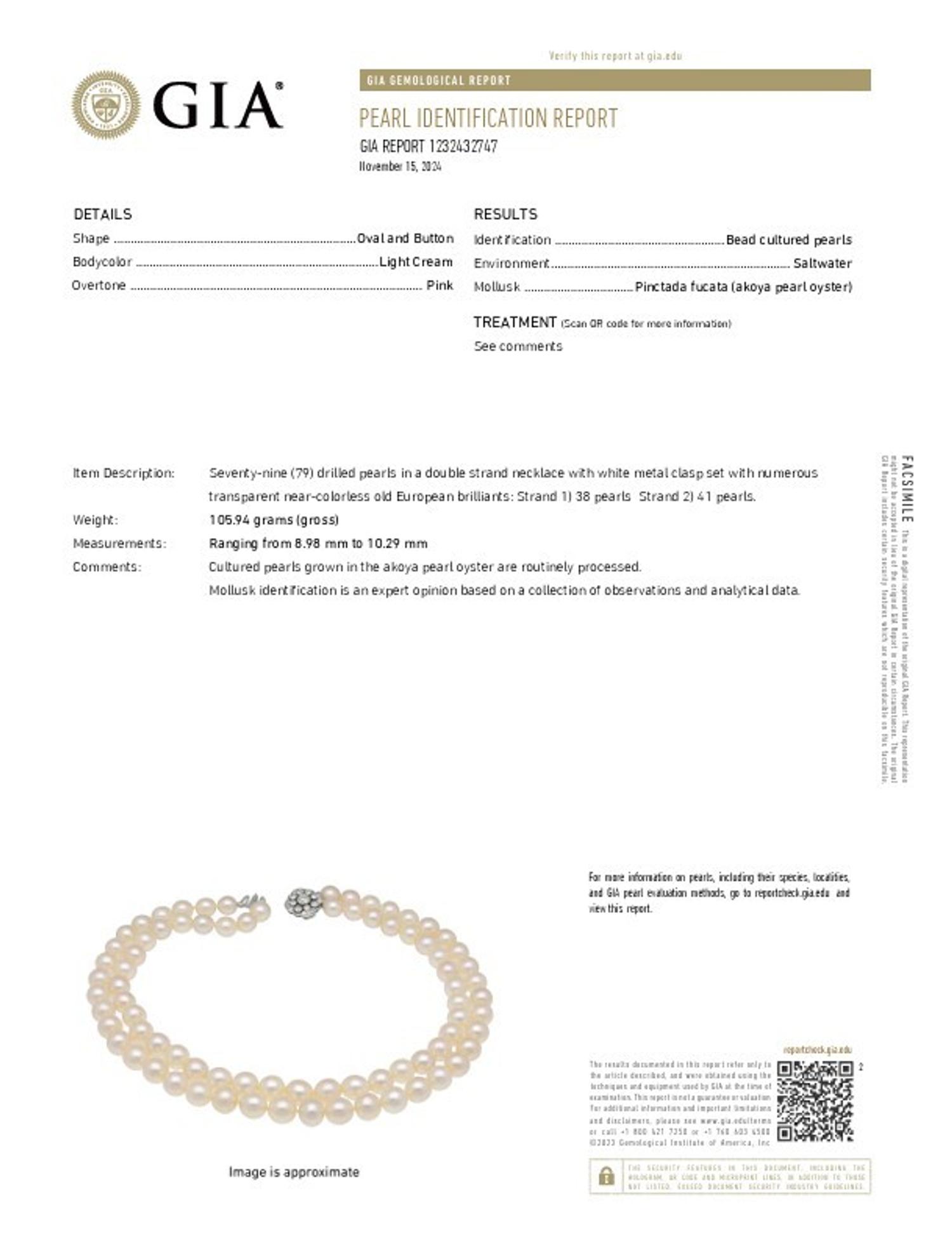 DOUBLE STRAND CULTURED PEARL NECKLACE
