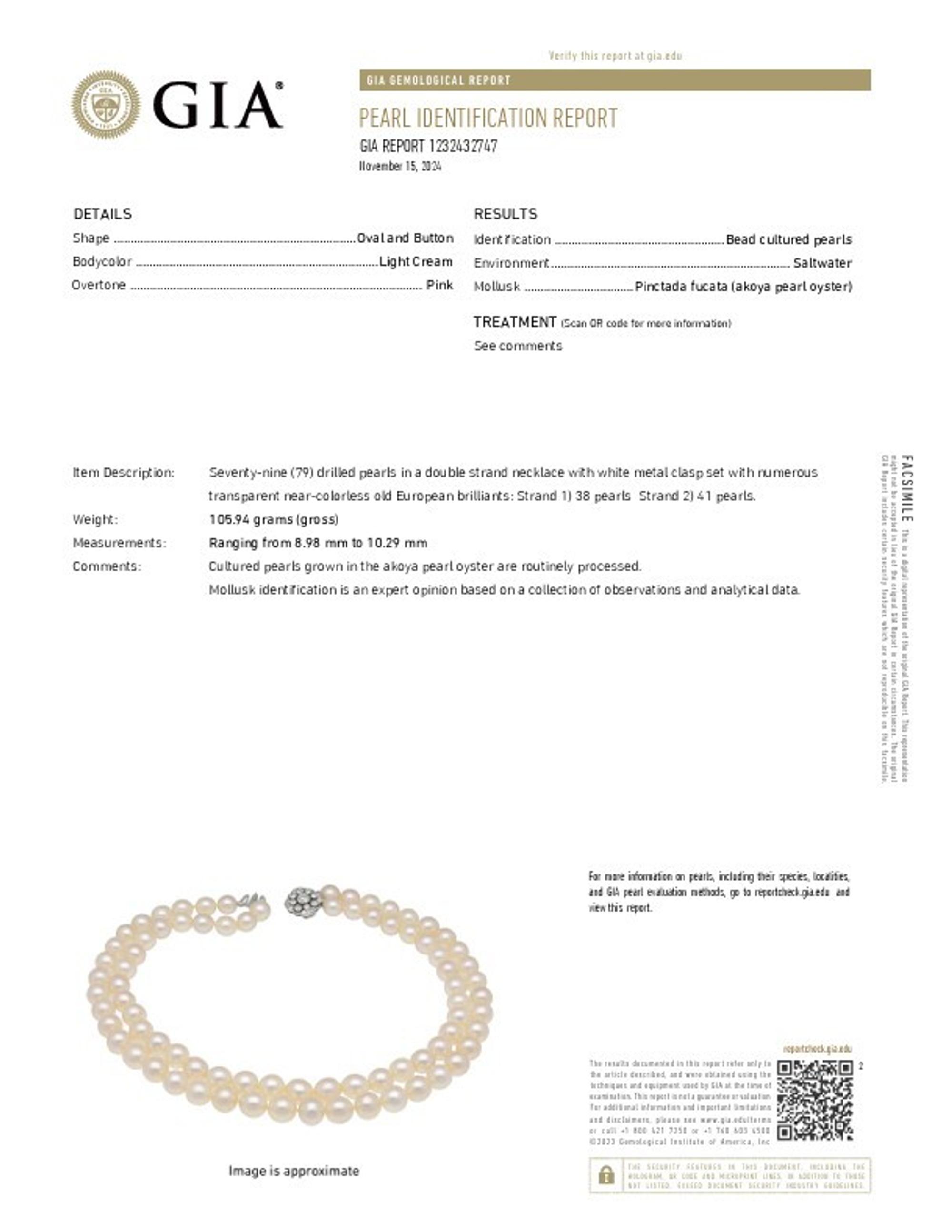 DOUBLE STRAND CULTURED PEARL NECKLACE