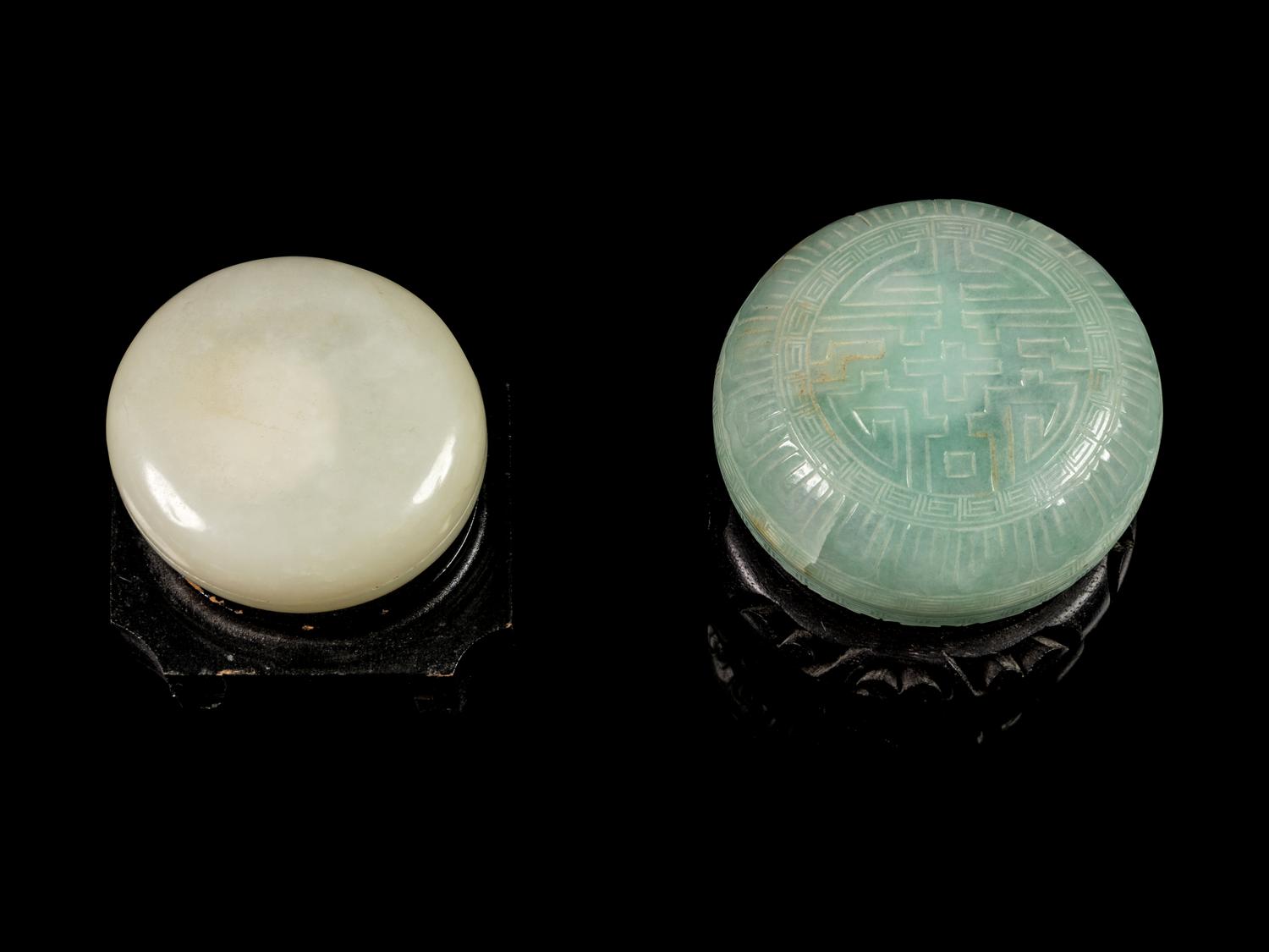 Two Jade Seal Paste Covered Boxes