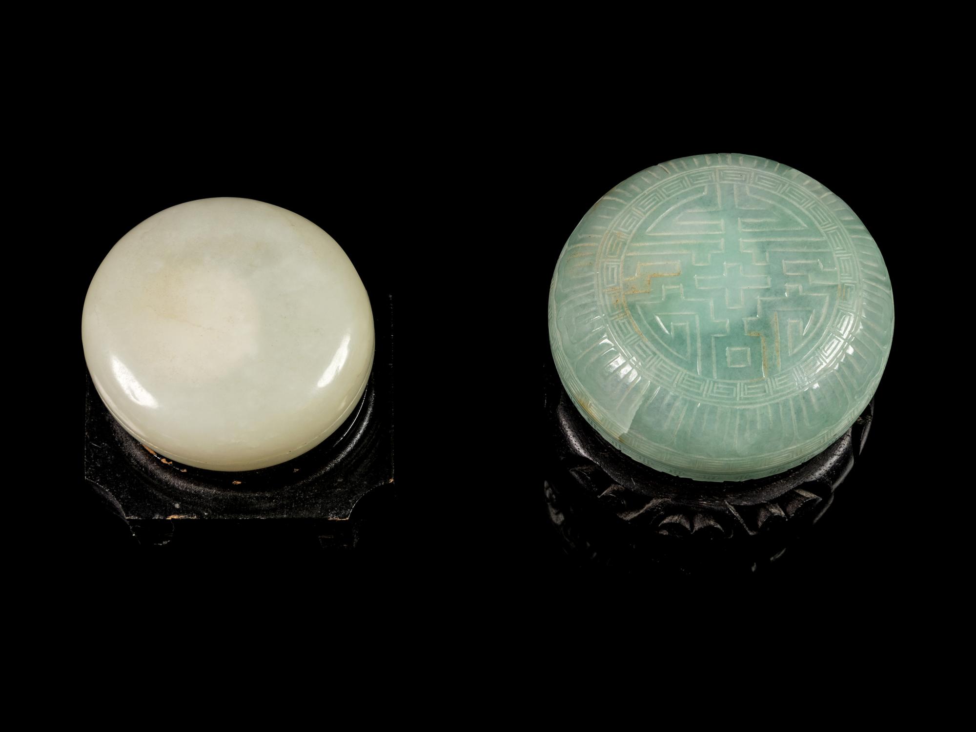 Two Jade Seal Paste Covered Boxes