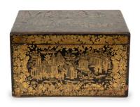 A Chinese Export Lacquered Pigskin Covered Box