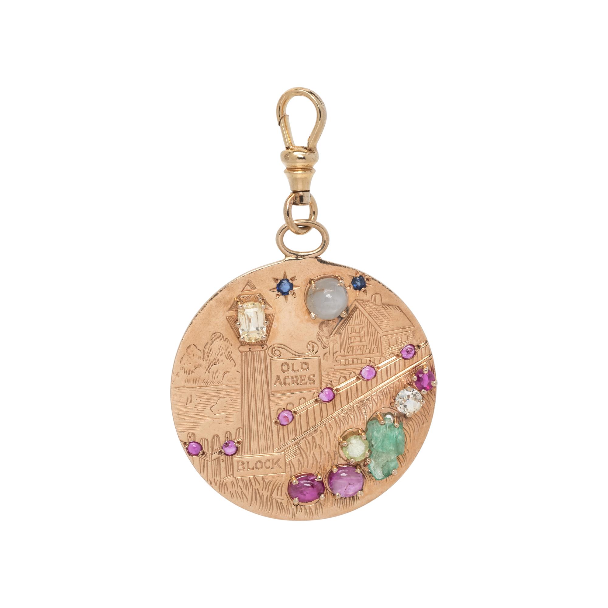 YELLOW GOLD AND MULTIGEM PENDANT