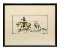 Cowboy Roping a Steer