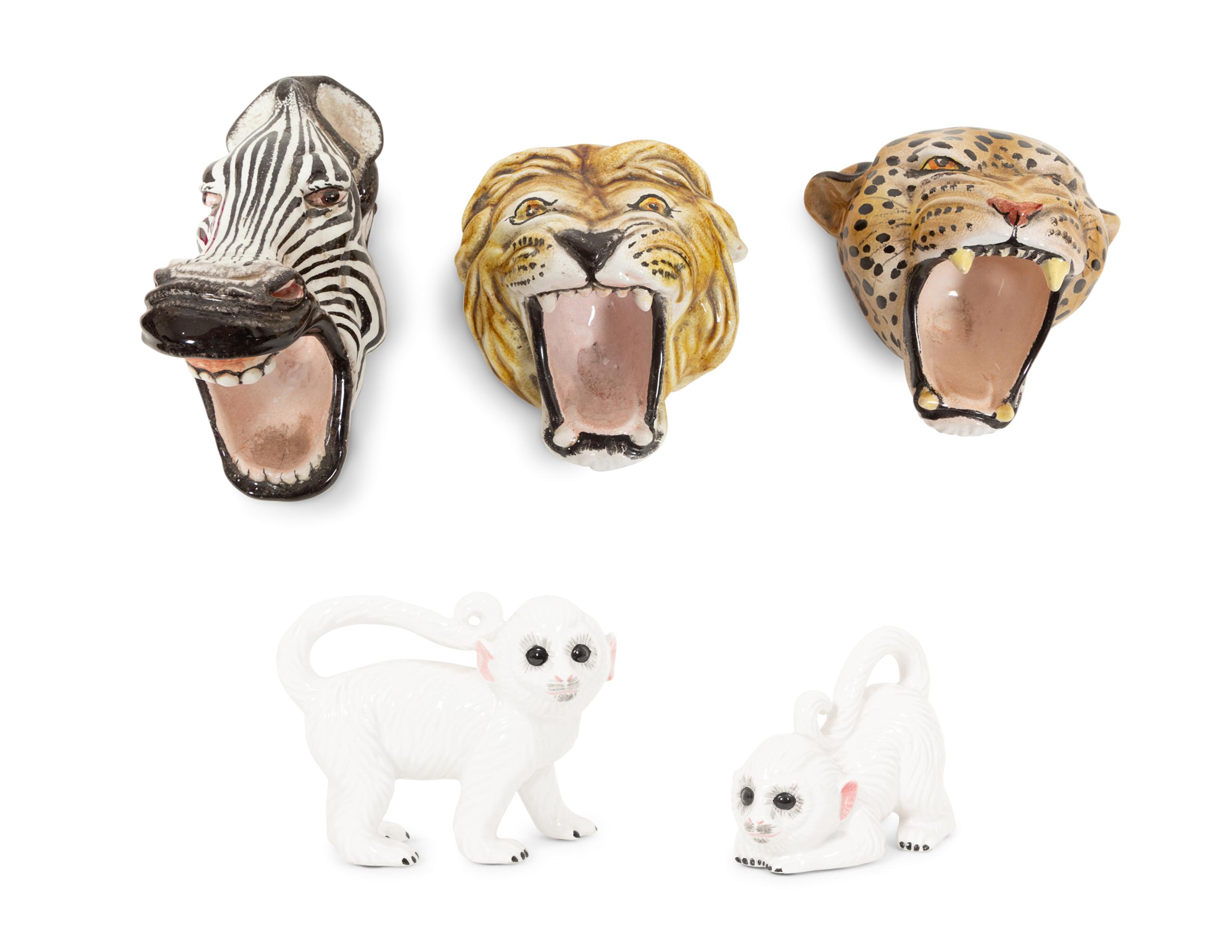 A Group of Five Italian Ceramic Animal Figures