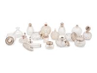A Collection of Silver and Silver-Plate Mounted Glass Dresser Jars