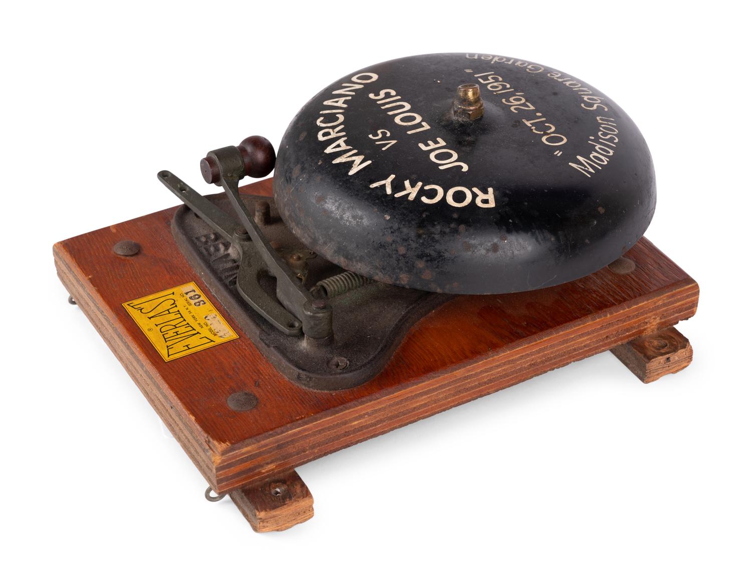 A Vintage Everlast Boxing Bell Inscribed With Titling From October 26, 1951 Rocky Marciano vs Joe Louis Heavyweight Fight at Madison Square Garden