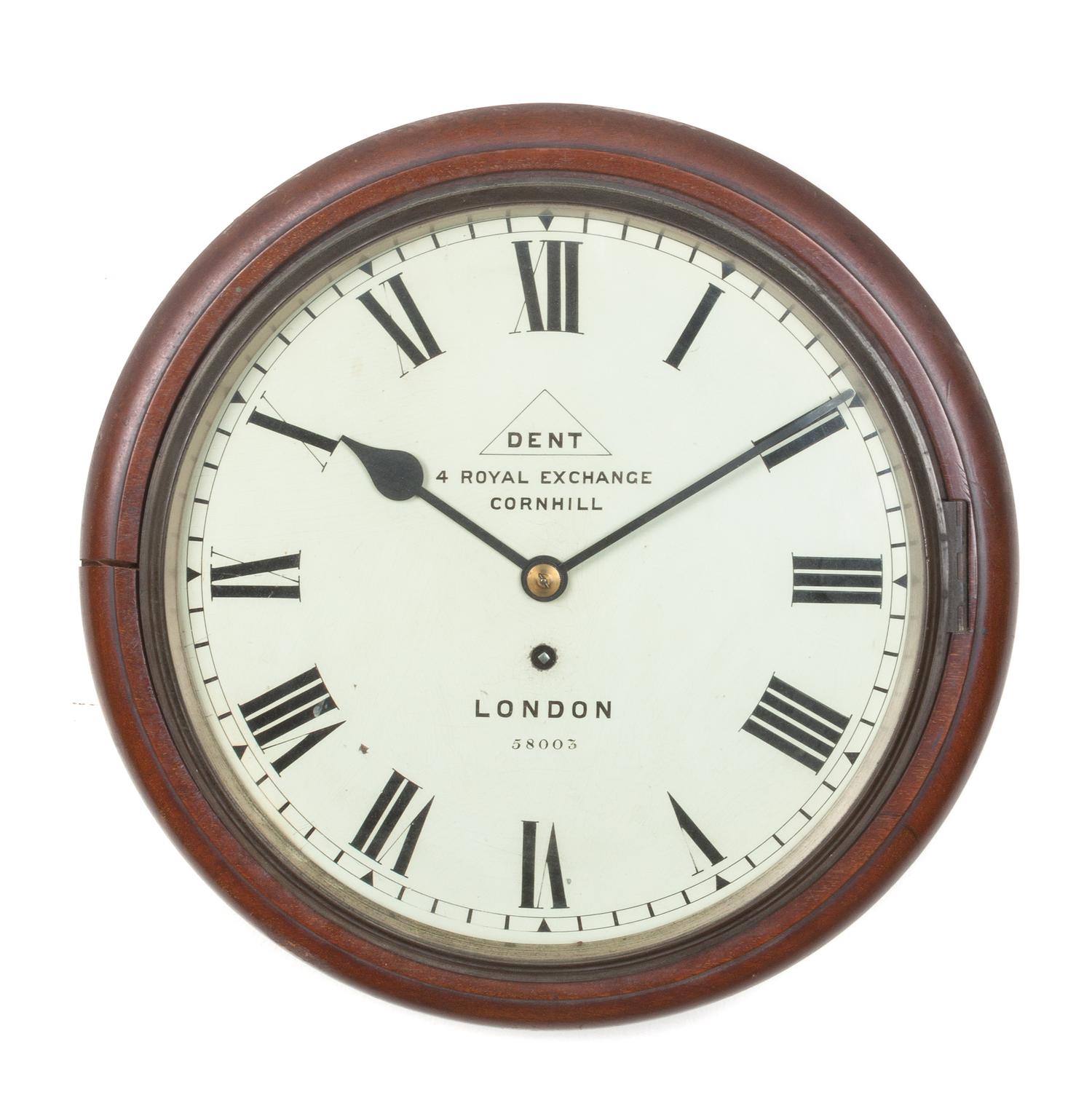 An English Mahogany Cased Wall Clock Diameter 14 1/4 inches. — DENT