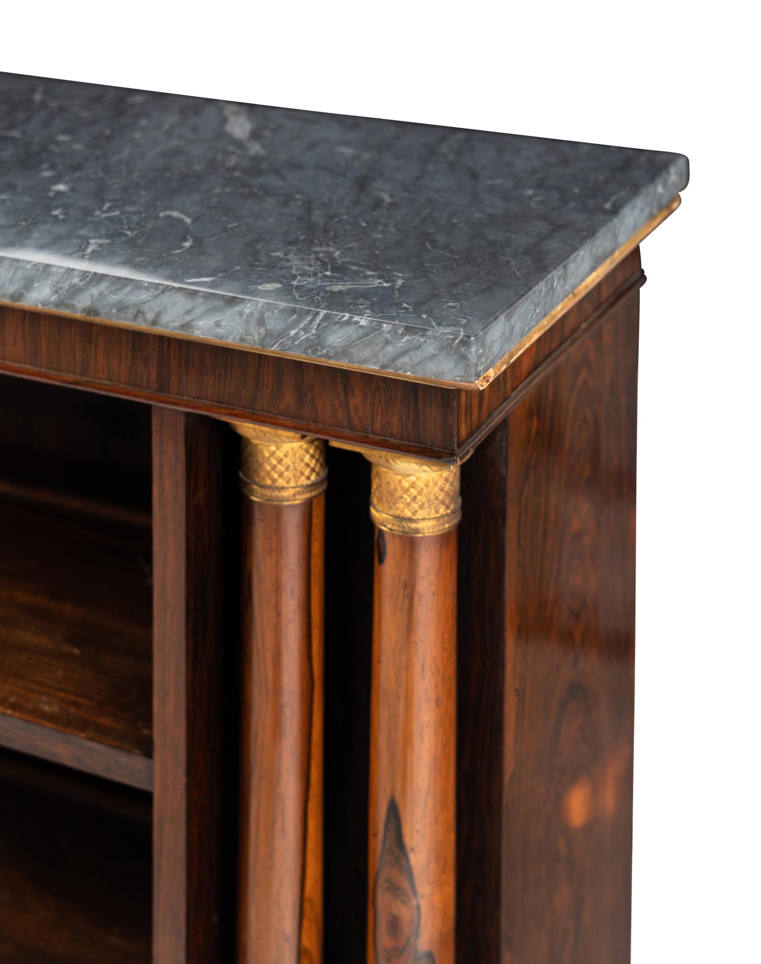 A Regency Rosewood Marble-Top Open Bookcase