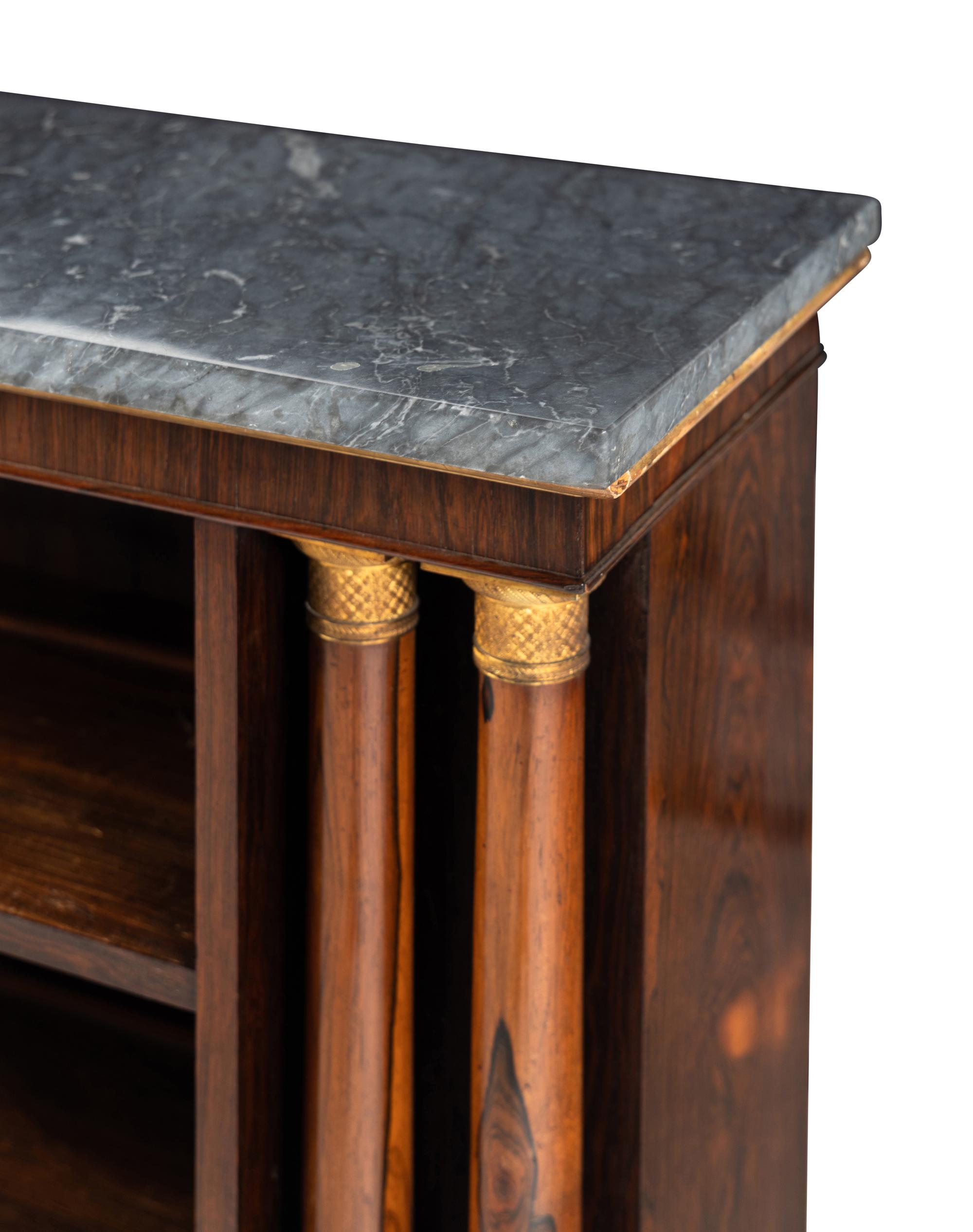 A Regency Rosewood Marble-Top Open Bookcase