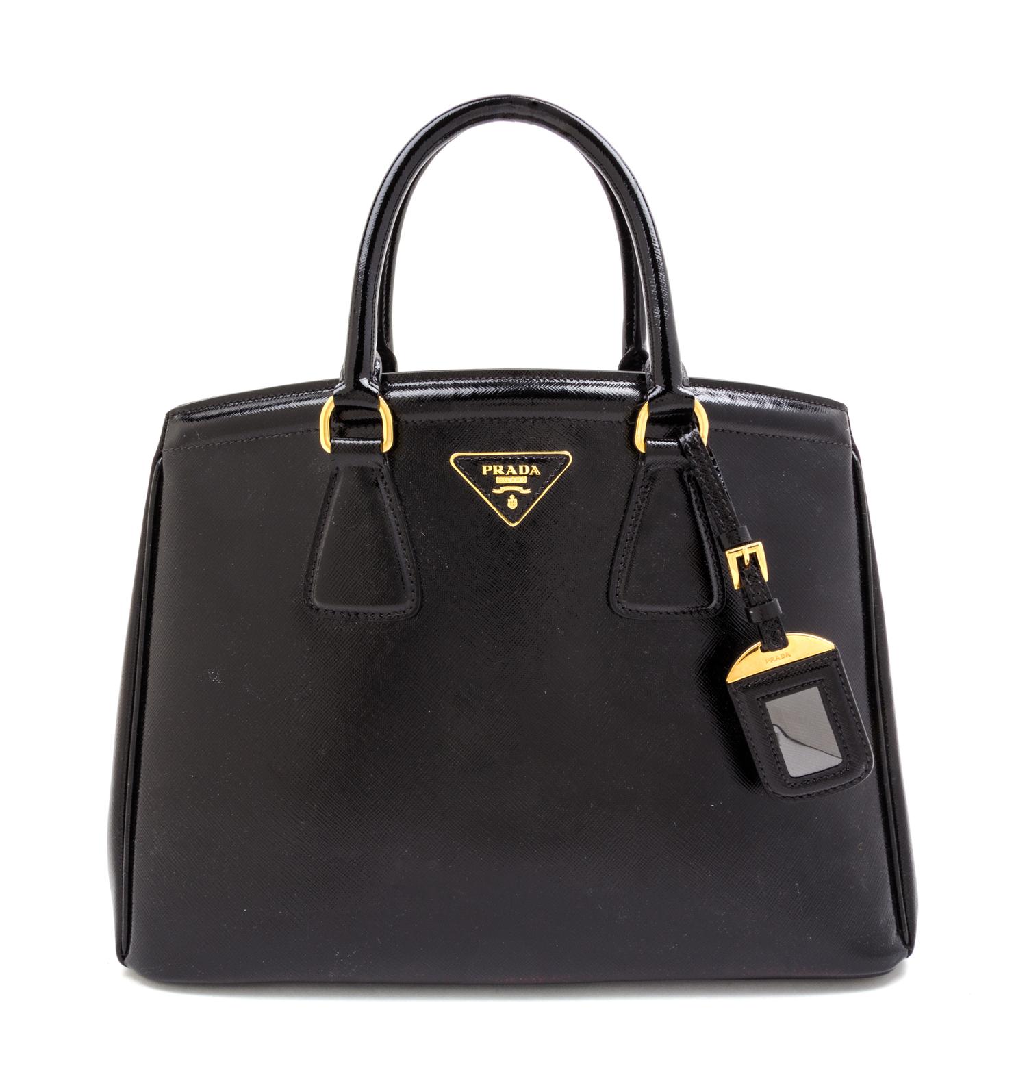 A Prada Black Saffiano Lux Tote Bag, 14" x 10"x 5".