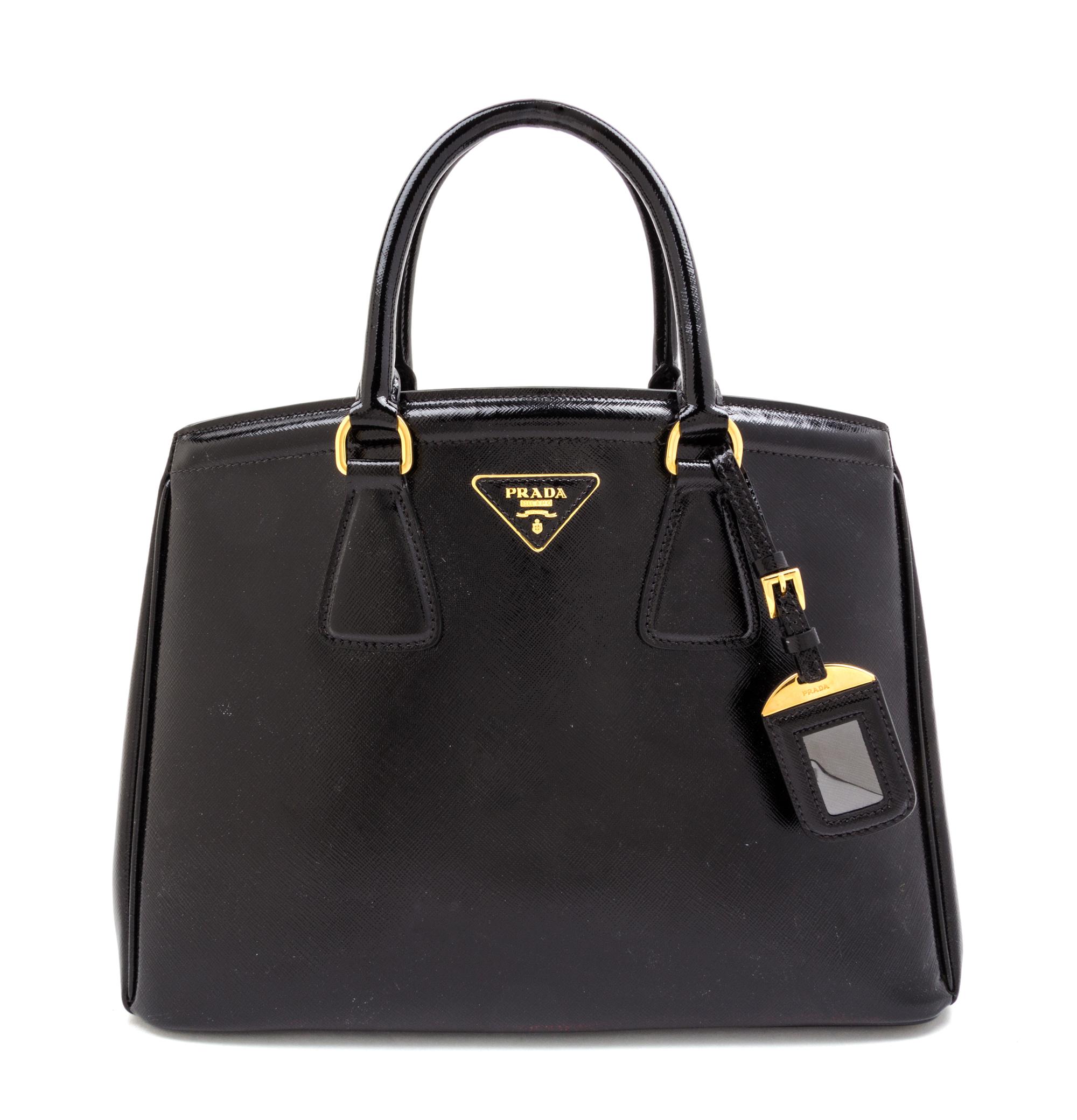 A Prada Black Saffiano Lux Tote Bag, 14" x 10"x 5".