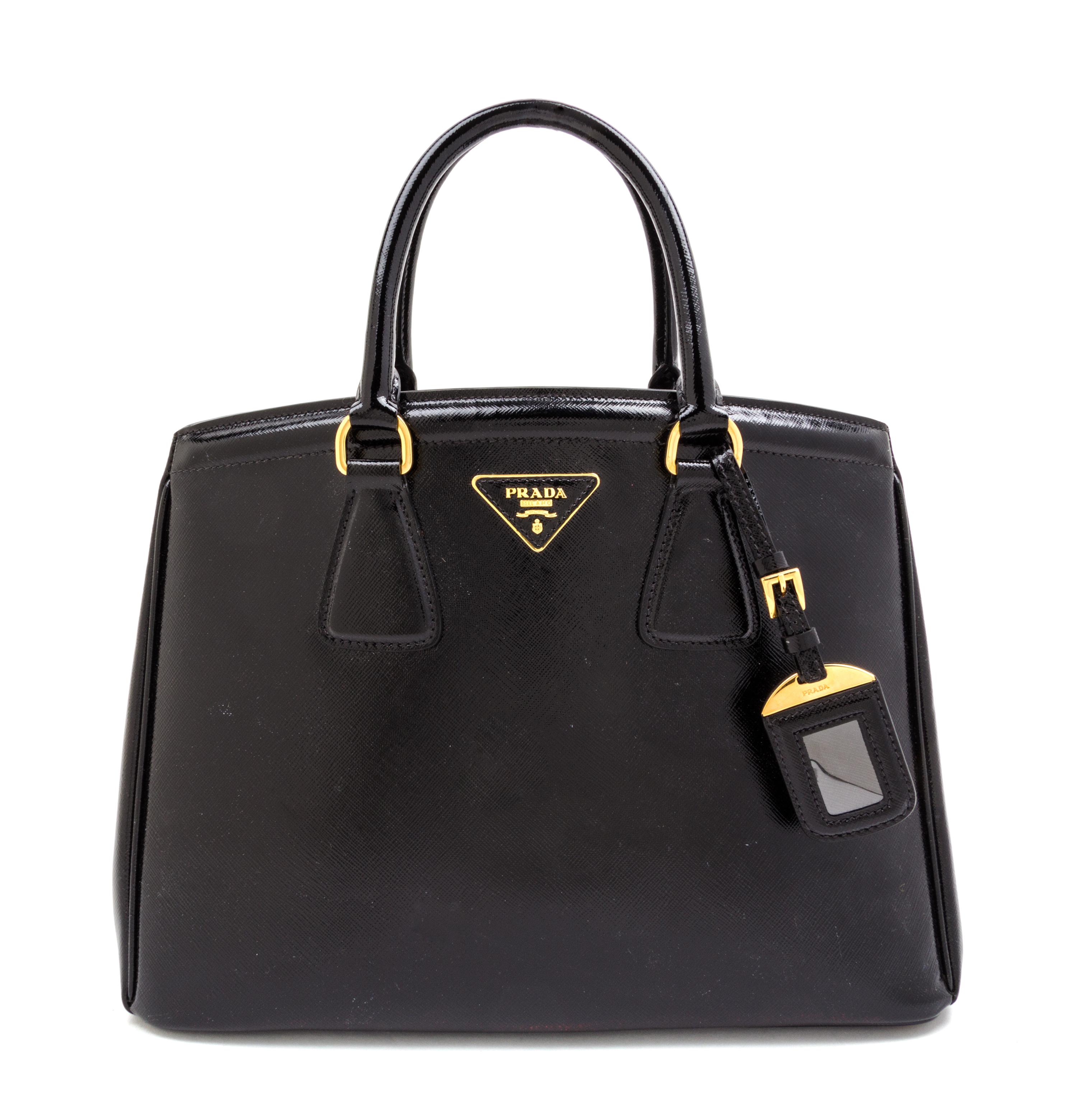 A Prada Black Saffiano Lux Tote Bag, 14" x 10"x 5".