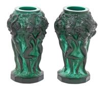 A Pair of Czech Glass Vases Height 5 inches. — EARLY 20TH CENTURY