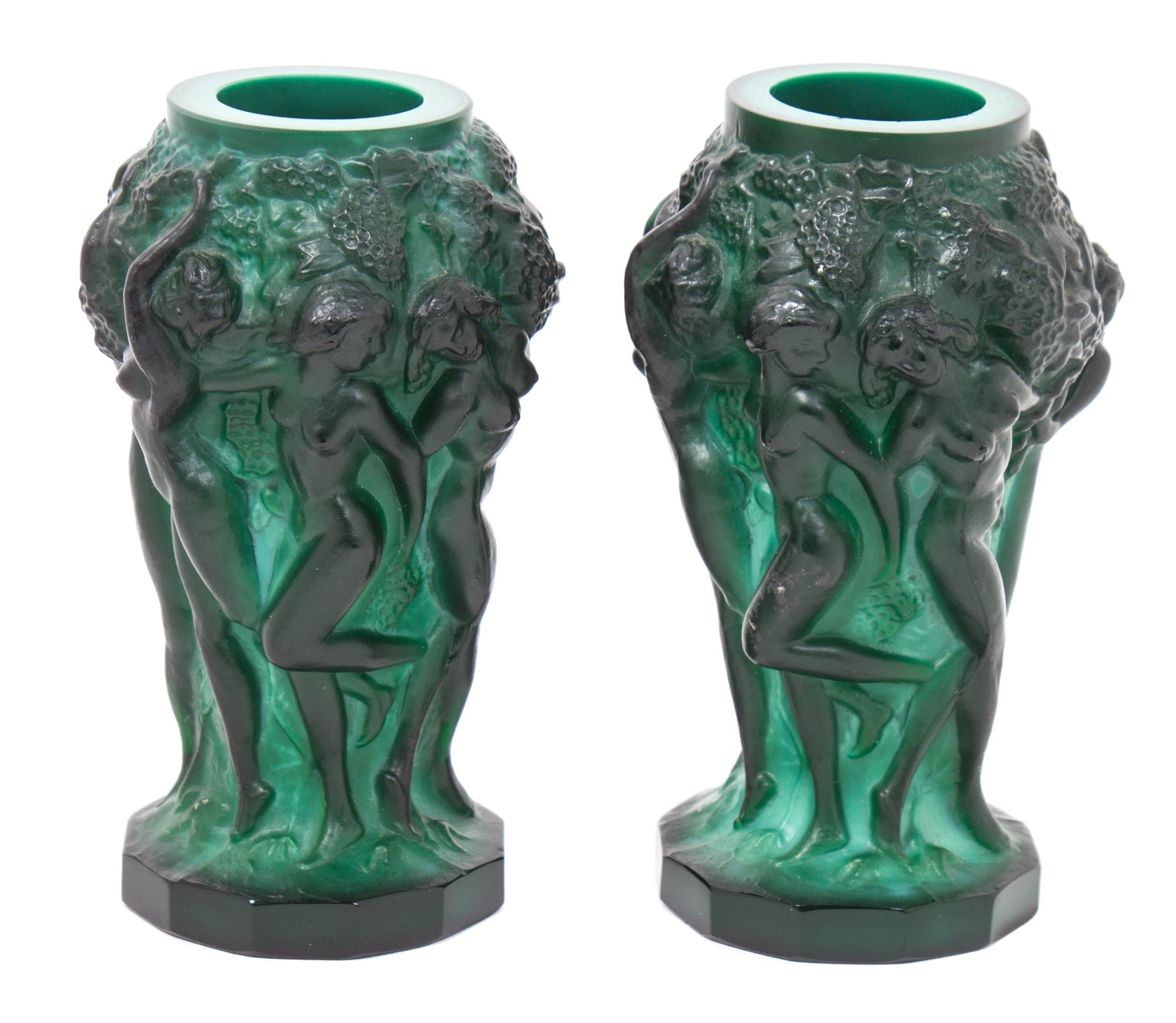 A Pair of Czech Glass Vases Height 5 inches. — EARLY 20TH CENTURY