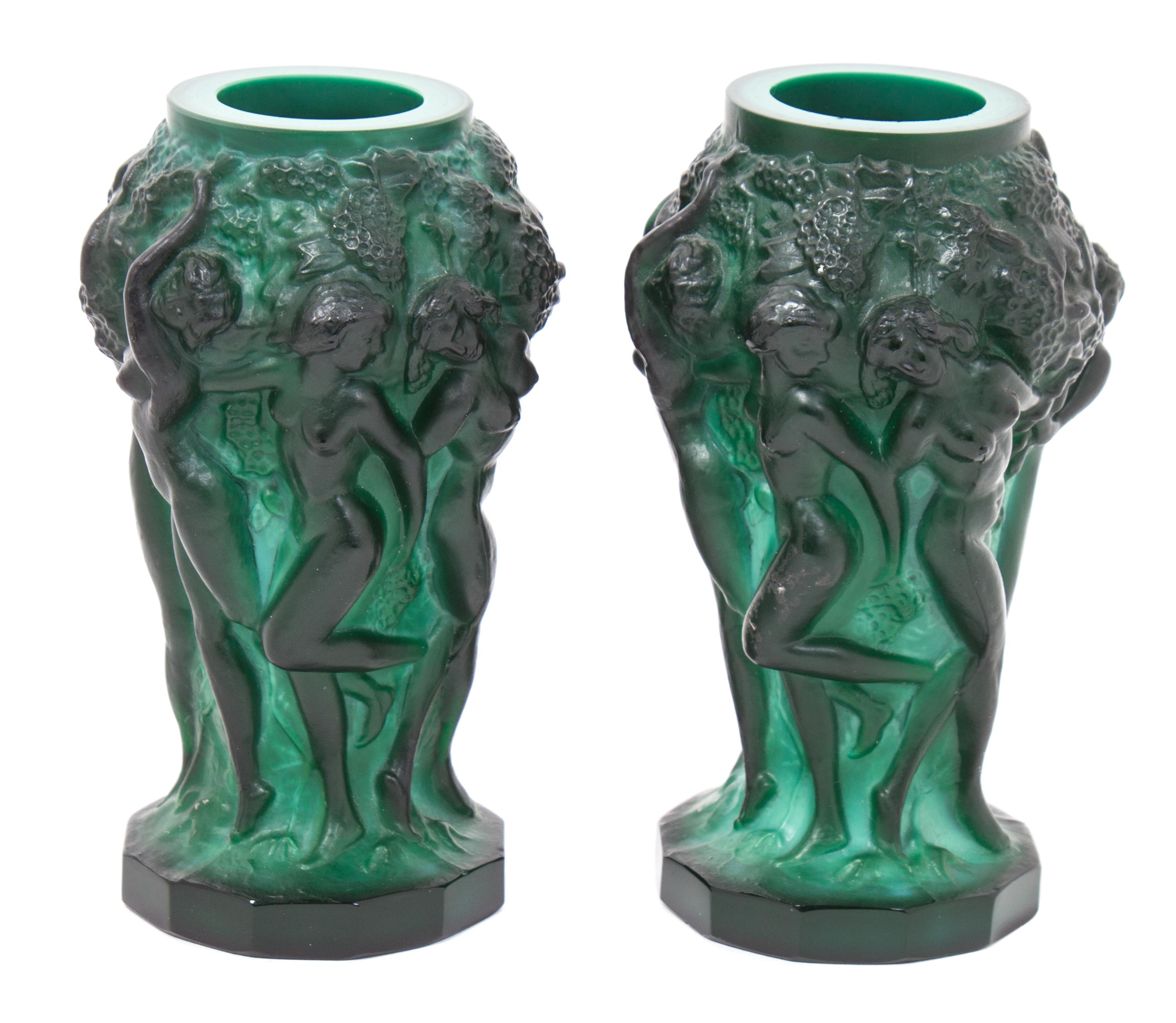 A Pair of Czech Glass Vases Height 5 inches. — EARLY 20TH CENTURY