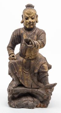 A Gilt Lacquered Wood Figure of an Immortal. Height 20 1/2 inches.